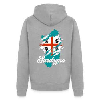 Sardinia Island - Unisex Premium Organic Zip Hoodie - heather grey - Back - Nico (187cm)