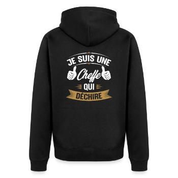 Je suis une cheffe qui déchire - Veste à capuche bio Premium Unisexe - noir - Dos - Nico (187cm)