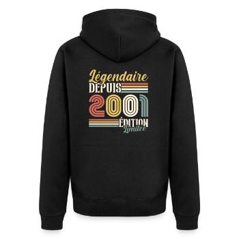 Légendaire Depuis 2001 - Veste à capuche bio Premium Unisexe - noir - Dos - Nico (187cm)
