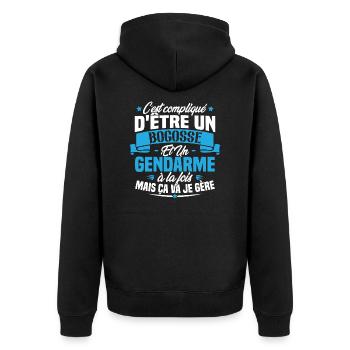 Bogosse et Gendarme à la fois mais ça va je gère - Veste à capuche bio Premium Unisexe - noir - Dos - Nico (187cm)