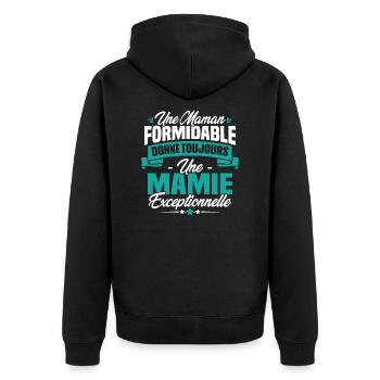 Une Maman formidable donne toujours une Mamie - Veste à capuche bio Premium Unisexe - noir - Dos - Nico (187cm)