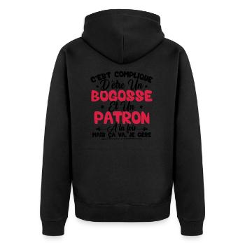 Compliqué d'être un bogosse et un patron - Veste à capuche bio Premium Unisexe - noir - Dos - Nico (187cm)