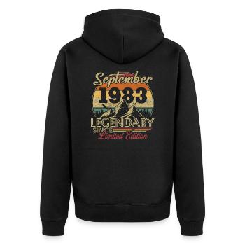Vintage Retro Septembre 1983 Cadeau d’anniversaire - Veste à capuche bio Premium Unisexe - noir - Dos - Nico (187cm)