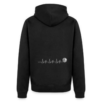 Petanque Passion Schalen - Unisex Premium Bio Zip Hoodie - Schwarz - Hinten - Nico (187cm)