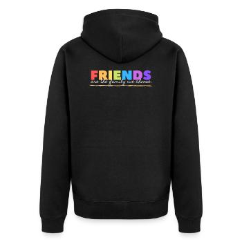 FRIENDS ARE THE FAMILY WE CHOOSE. - Unisex Premium Bio Zip Hoodie - Schwarz - Hinten - Nico (187cm)