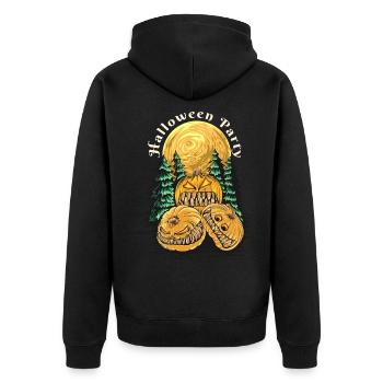 Halloween Pumpkin Horror - Unisex Premium Organic Zip Hoodie - black - Back - Nico (187cm)