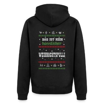 Das ist mein hässlicher Weihnachtspulli - Unisex Premium Bio Zip Hoodie - Schwarz - Hinten - Nico (187cm)