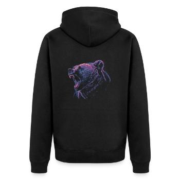 Farbiger Grizzlykopf - Unisex Premium Bio Zip Hoodie - Schwarz - Hinten - Nico (187cm)