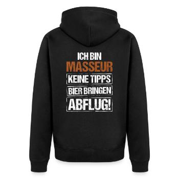 I'm a masseur - bring beer and take off - Unisex Premium Organic Zip Hoodie - black - Back - Nico (187cm)