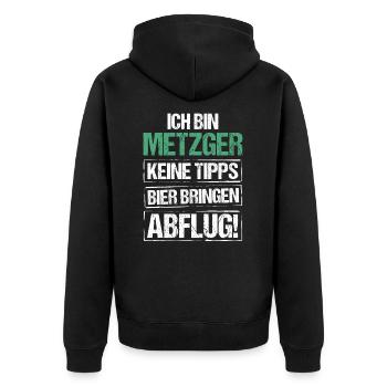 Je suis boucher - apporte de la bière et pars - Veste à capuche bio Premium Unisexe - noir - Dos - Nico (187cm)