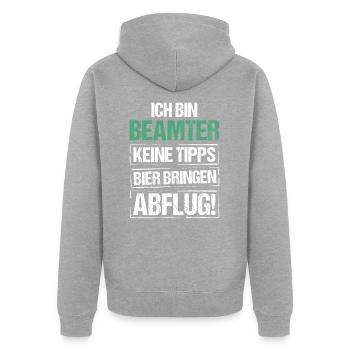 Je suis fonctionnaire - apporte de la bière et décolle - Veste à capuche bio Premium Unisexe - gris chiné - Dos - Nico (187cm)