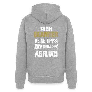 Je suis fonctionnaire - apporte de la bière et décolle - Veste à capuche bio Premium Unisexe - gris chiné - Dos - Nico (187cm)