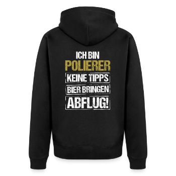 Je suis polisseur - apporte de la bière et décolle - Veste à capuche bio Premium Unisexe - noir - Dos - Nico (187cm)