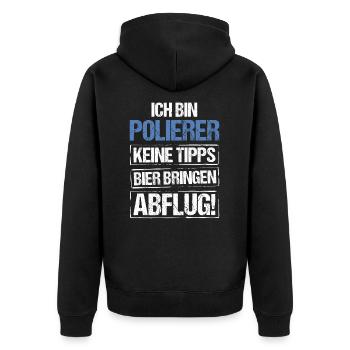 Ich bin Polierer - Bier bringen und Abflug - Unisex Premium Bio Zip Hoodie - Schwarz - Hinten - Nico (187cm)