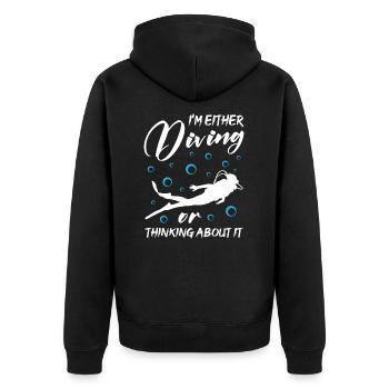 I m Either Diving Or Thinking About It - Unisex Premium Organic Zip Hoodie - black - Back - Nico (187cm)