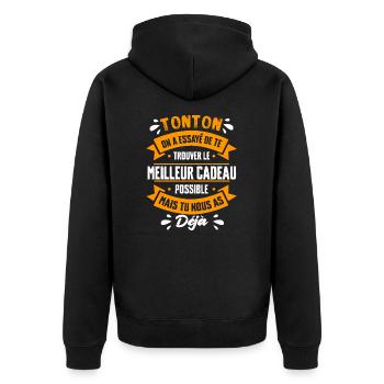 Tonton On A Essayé Te Trouver Le Meilleur Cadeau - Veste à capuche bio Premium Unisexe - noir - Dos - Nico (187cm)