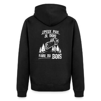 Je peux pas je dois faire du bois - Veste à capuche bio Premium Unisexe - noir - Dos - Nico (187cm)