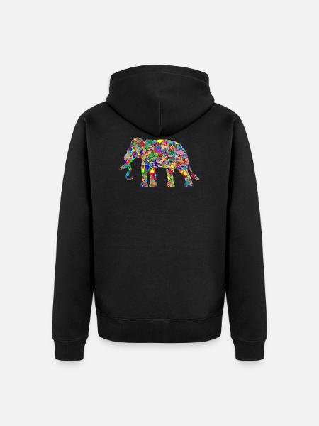 éléphant - Veste à capuche bio Premium Unisexe - noir