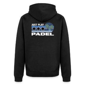 padel padeltennis padeltennisspieler - Unisex Premium Bio Zip Hoodie - Schwarz - Hinten - Nico (187cm)