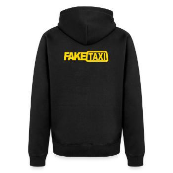 Fake Taxi Driver - Unisex Premium Bio Zip Hoodie - Schwarz - Hinten - Nico (187cm)