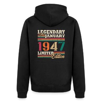 Legendary January 1947 limited edition - Unisex Premium Organic Zip Hoodie - black - Back - Nico (187cm)