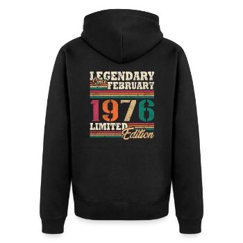 Legendäre limitierte Auflage vom Februar 1976 - Unisex Premium Bio Zip Hoodie - Schwarz - Hinten - Nico (187cm)