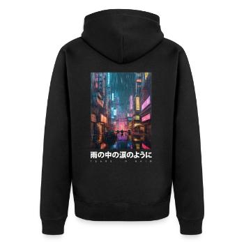 Tears In Rain Cyberpunk T Shirt - Unisex Premium Organic Zip Hoodie - black - Back - Nico (187cm)