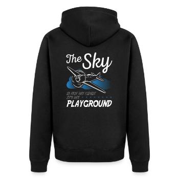 Pilot The Sky Is Not My Limit - Unisex Premium Organic Zip Hoodie - black - Back - Nico (187cm)