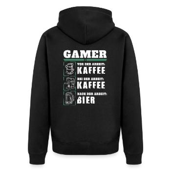 My daily routine as a gamer - Unisex Premium Organic Zip Hoodie - black - Back - Nico (187cm)