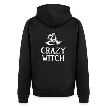 Verrückte Hexe - Unisex Premium Bio Zip Hoodie - Schwarz - Hinten - Nico (187cm)
