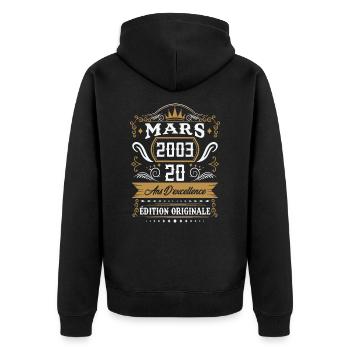 Mars 2003 20 ans d'excellence édition originale - Veste à capuche bio Premium Unisexe - noir - Dos - Nico (187cm)