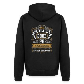 Juillet 2003 20 ans d'excellence édition originale - Veste à capuche bio Premium Unisexe - noir - Dos - Nico (187cm)