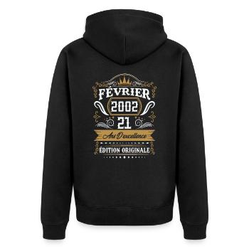 Février 2002 21 Ans Rétro Cadeau D'anniversaire - Veste à capuche bio Premium Unisexe - noir - Dos - Nico (187cm)