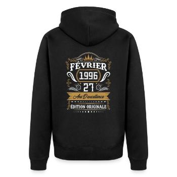 Février 1996 27 Ans Rétro Cadeau D'anniversaire - Veste à capuche bio Premium Unisexe - noir - Dos - Nico (187cm)