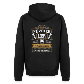 Février 1994 29 Ans Rétro Cadeau D'anniversaire - Veste à capuche bio Premium Unisexe - noir - Dos - Nico (187cm)