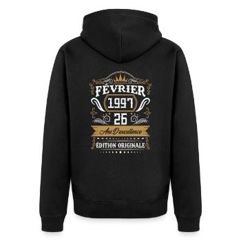 Février 1997 26 Ans Rétro Cadeau D'anniversaire - Veste à capuche bio Premium Unisexe - noir - Dos - Nico (187cm)