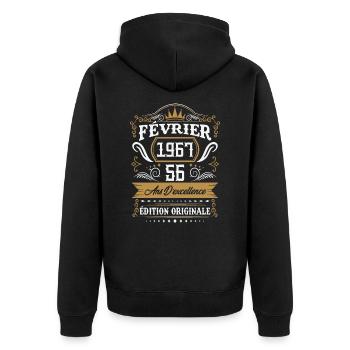 Février 1967 56 Ans Rétro Cadeau D'anniversaire - Veste à capuche bio Premium Unisexe - noir - Dos - Nico (187cm)