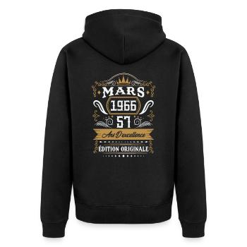 Mars 1966 57 Ans Rétro Cadeau D'anniversaire - Veste à capuche bio Premium Unisexe - noir - Dos - Nico (187cm)