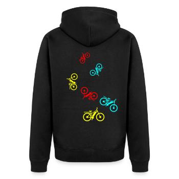 ebike fahrrad - Unisex Premium Bio Zip Hoodie - Schwarz - Hinten - Nico (187cm)