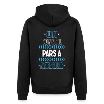 Marseille, humour - Veste à capuche bio Premium Unisexe - noir - Dos - Nico (187cm)