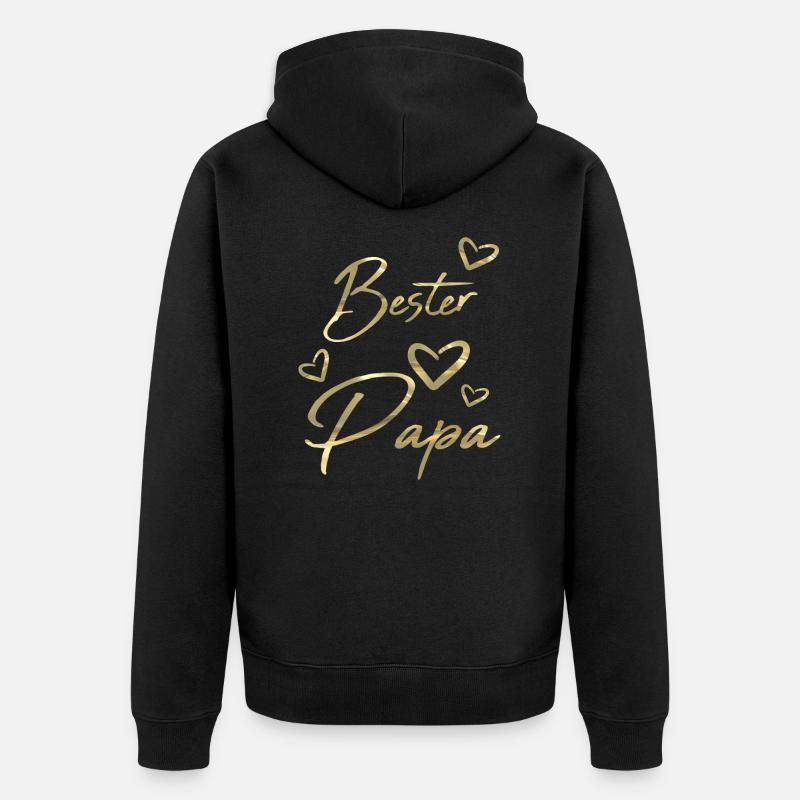 Bester Papa gold - Unisex Premium Bio Zip Hoodie - Schwarz