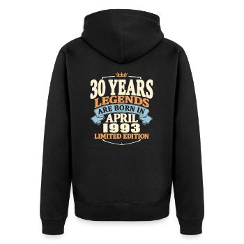 95 years old - Born in april 1993 - Unisex Premium Organic Zip Hoodie - black - Back - Nico (187cm)