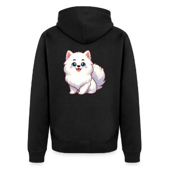 Spitz 4 - Unisex Premium Bio Zip Hoodie - Schwarz - Hinten - Nico (187cm)