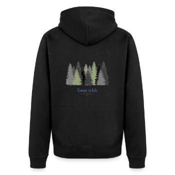 naturellement -forêt -illustration - Veste à capuche bio Premium Unisexe - noir - Dos - Nico (187cm)