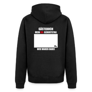 Unterschriften zum 60. Geburtstag - Gästebuch - Unisex Premium Bio Zip Hoodie - Schwarz - Hinten - Nico (187cm)
