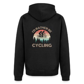 I D RATHER be cycling bike saying retro sun - Unisex Premium Organic Zip Hoodie - black - Back - Nico (187cm)