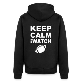 Keep Calm And Watch Football - Unisex Premium Organic Zip Hoodie - black - Back - Nico (187cm)
