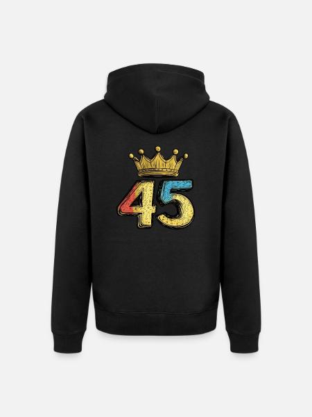 45 Number Crown - Unisex Premium Organic Zip Hoodie - black