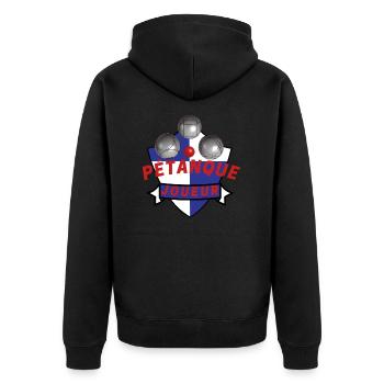 boule petanque joueur - Unisex Premium Bio Zip Hoodie - Schwarz - Hinten - Nico (187cm)