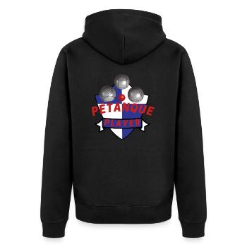 Boule petanque player - Unisex Premium Organic Zip Hoodie - black - Back - Nico (187cm)